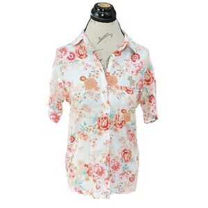 Forever 21 Womens Blouse Sz Small Button up Bohemian Boho Chic Colorful Feminine